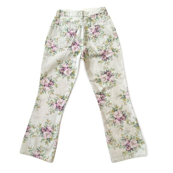 Ganni Betzy Floral Organic Cotton Blend‎ Flared Crop Jeans, size 27 - Picture 6 of 16